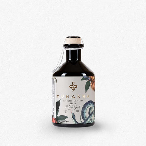 Munakra Mystic Garden Dry Gin 42% 0,5L aus Wien mit natürlich rosa Farbe