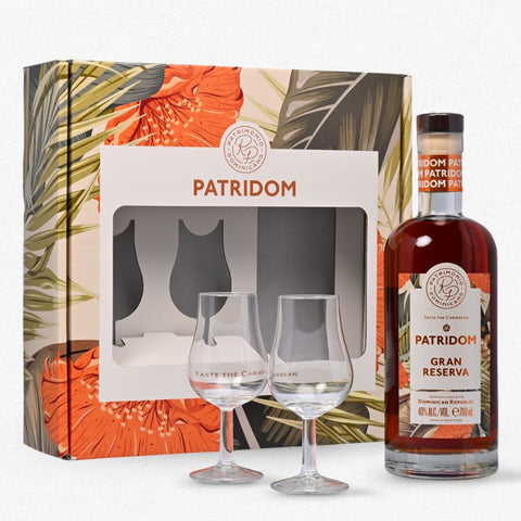 Patridom Gran Reserva Rum 40% 0,7L inkl. 2 Gläsern - Geschenkset bei Rumzentrum.at