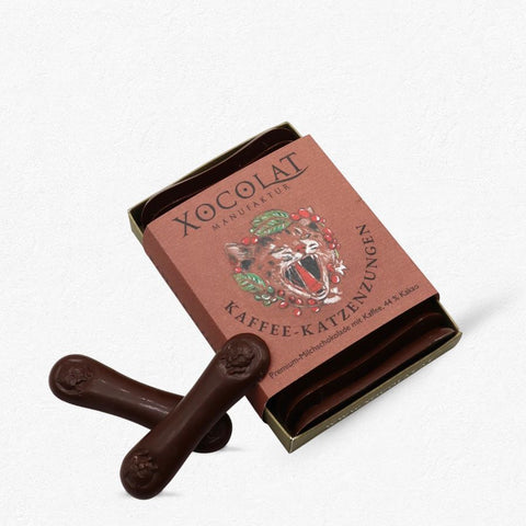 Xocolat Kaffee Katzenzungen 44% 100g aus Milchschokolade mit Kaffee