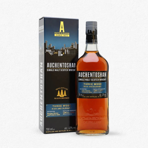 Auchentoshan Three Wood Lowland Single Malt Whisky 43% 0,7L in klassischer Flasche mit Geschenkverpackung