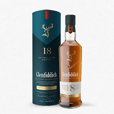 Glenfiddich 18YO Our Small Batch Eighteen Single Malt Scotch Whisky 40 Prozent 0,7 Liter in dunkler Geschenkverpackung